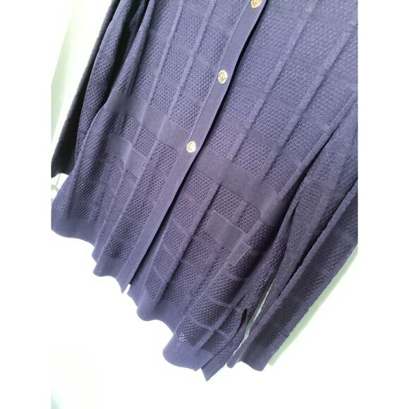 Ming Wang Women's Long Sleeve Knit Windowpane Button Front Jacket Blue Size XL - Picture 3 of 9